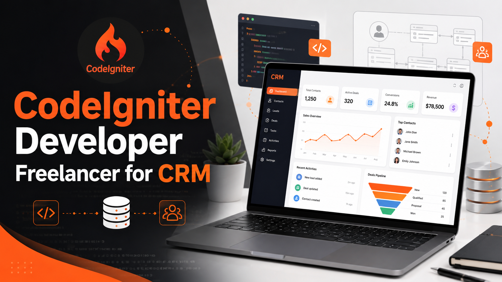 CodeIgniter Developer Freelancer building PHP CRM and admin panel