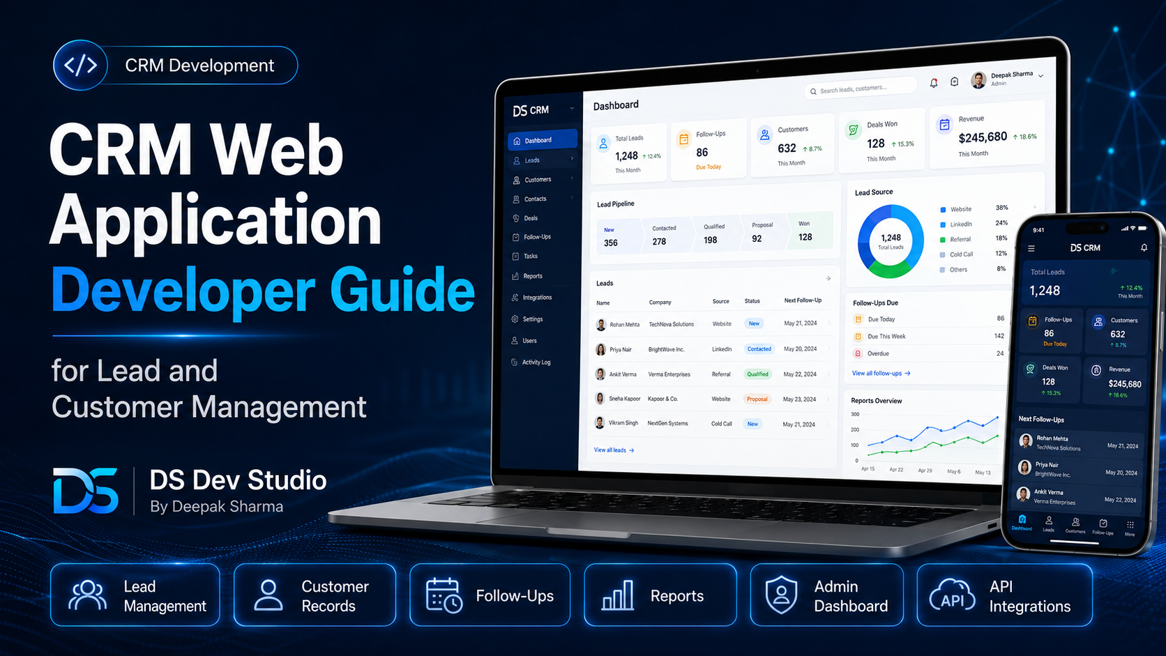 CRM Web Application Developer building lead and customer management dashboard