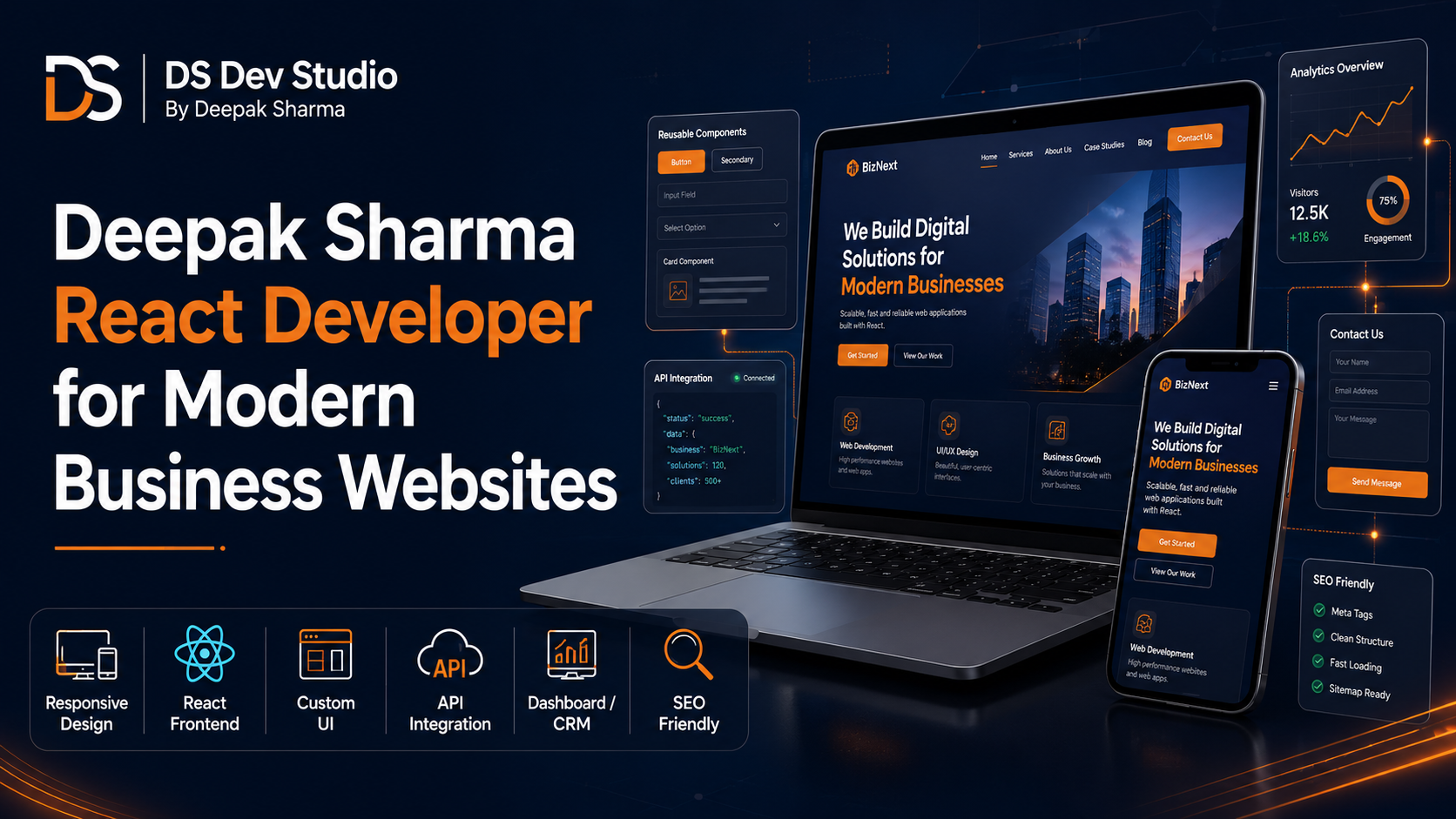 Deepak Sharma React Developer for modern business website development by DS Dev Studio