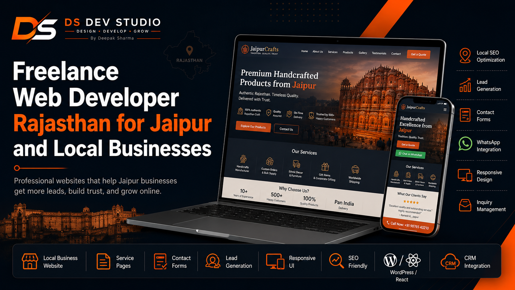 Freelance Web Developer Rajasthan for Jaipur and local business websites by DS Dev Studio