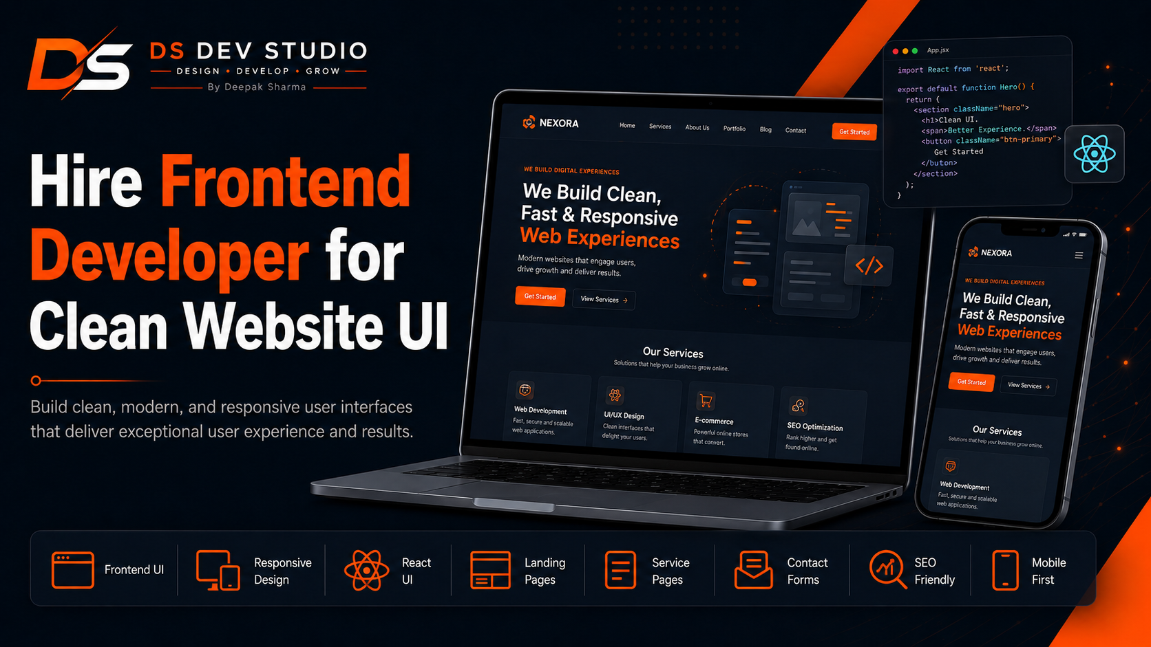 Hire Frontend Developer for clean website UI by DS Dev Studio