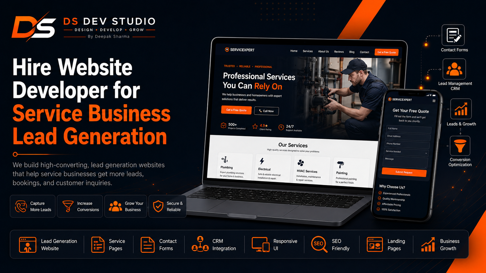 Hire Website Developer for service business lead generation by DS Dev Studio