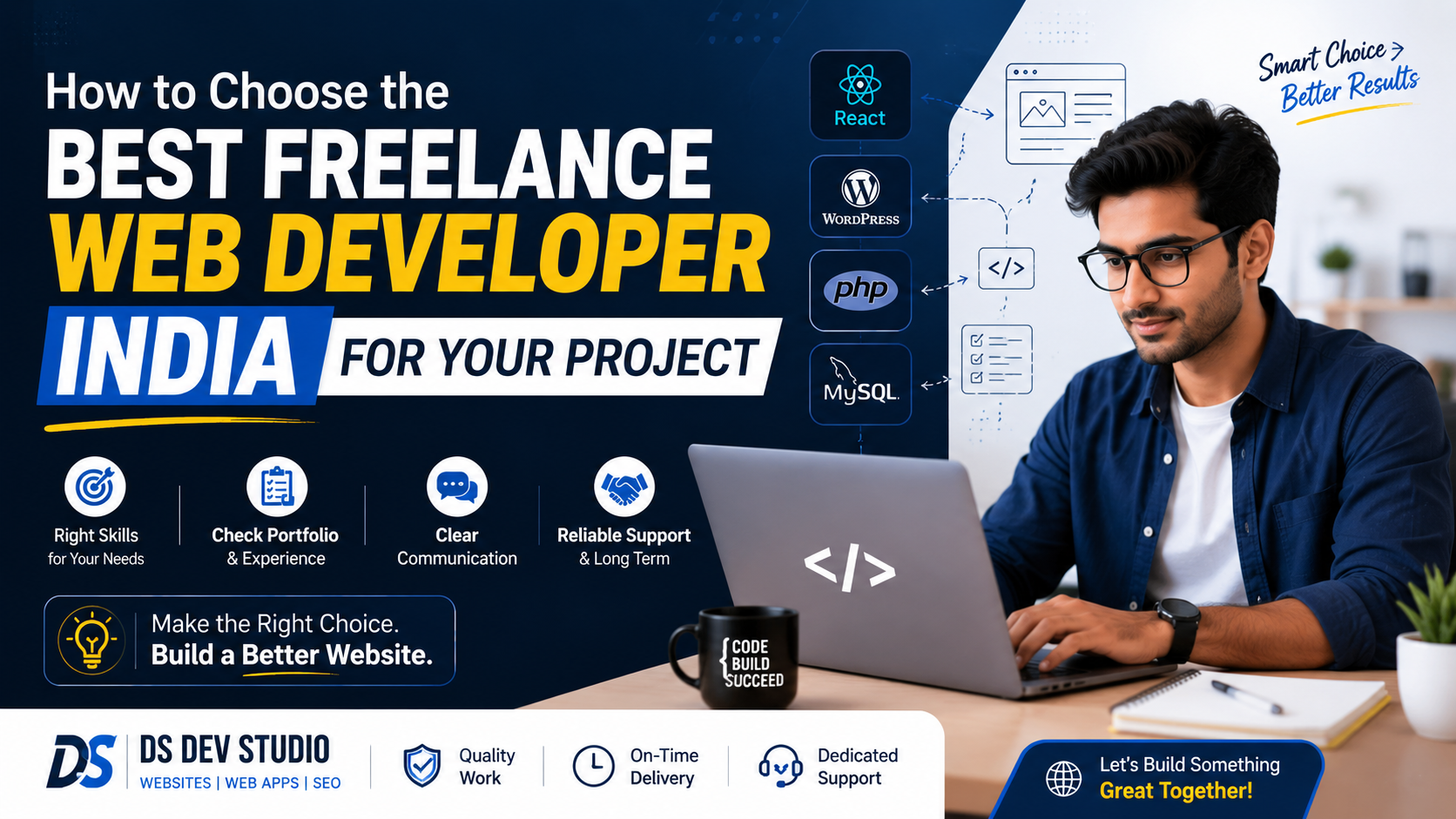 Freelance Web Developer India helping a business choose the right website development solution
