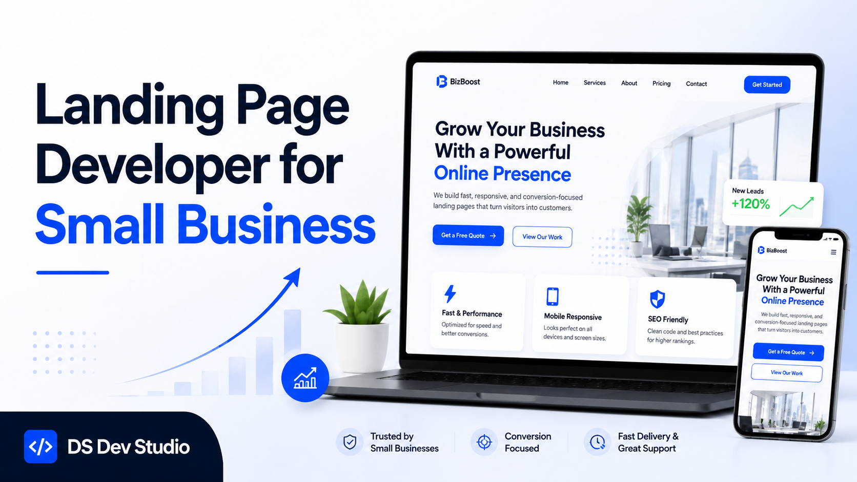 Landing Page Developer creating lead generation page for small business