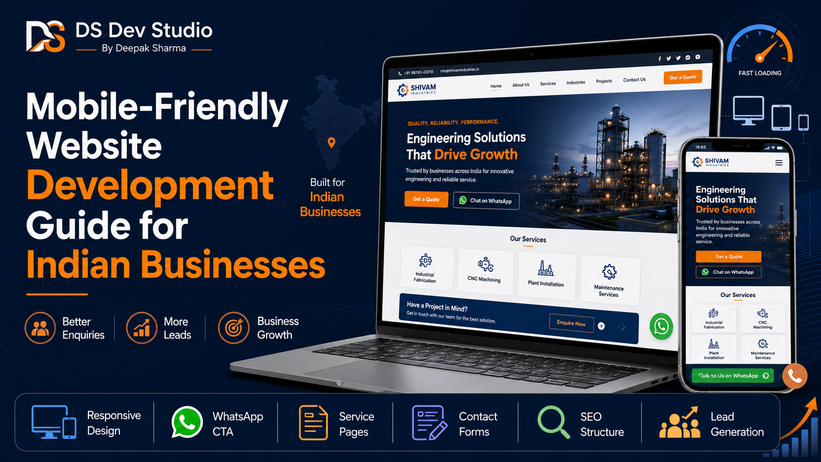 Mobile-friendly website development for Indian businesses with responsive layout and contact form