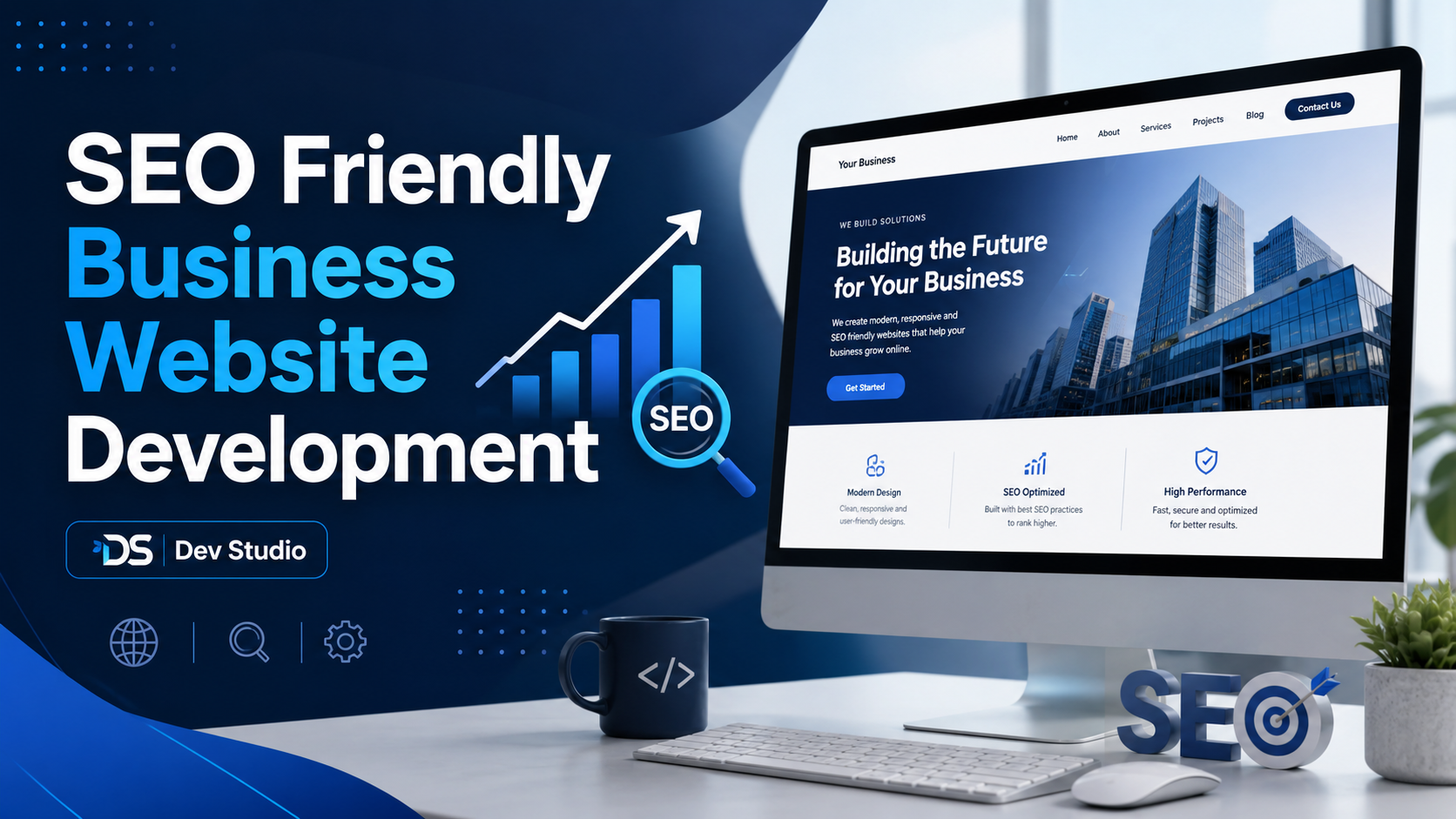 SEO Friendly Business Website Development with responsive web pages and internal links