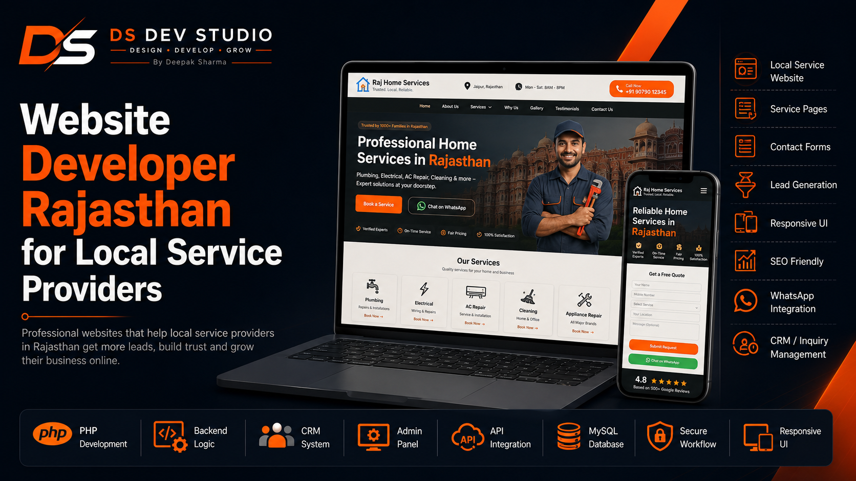 Website Developer Rajasthan for local service provider websites by DS Dev Studio