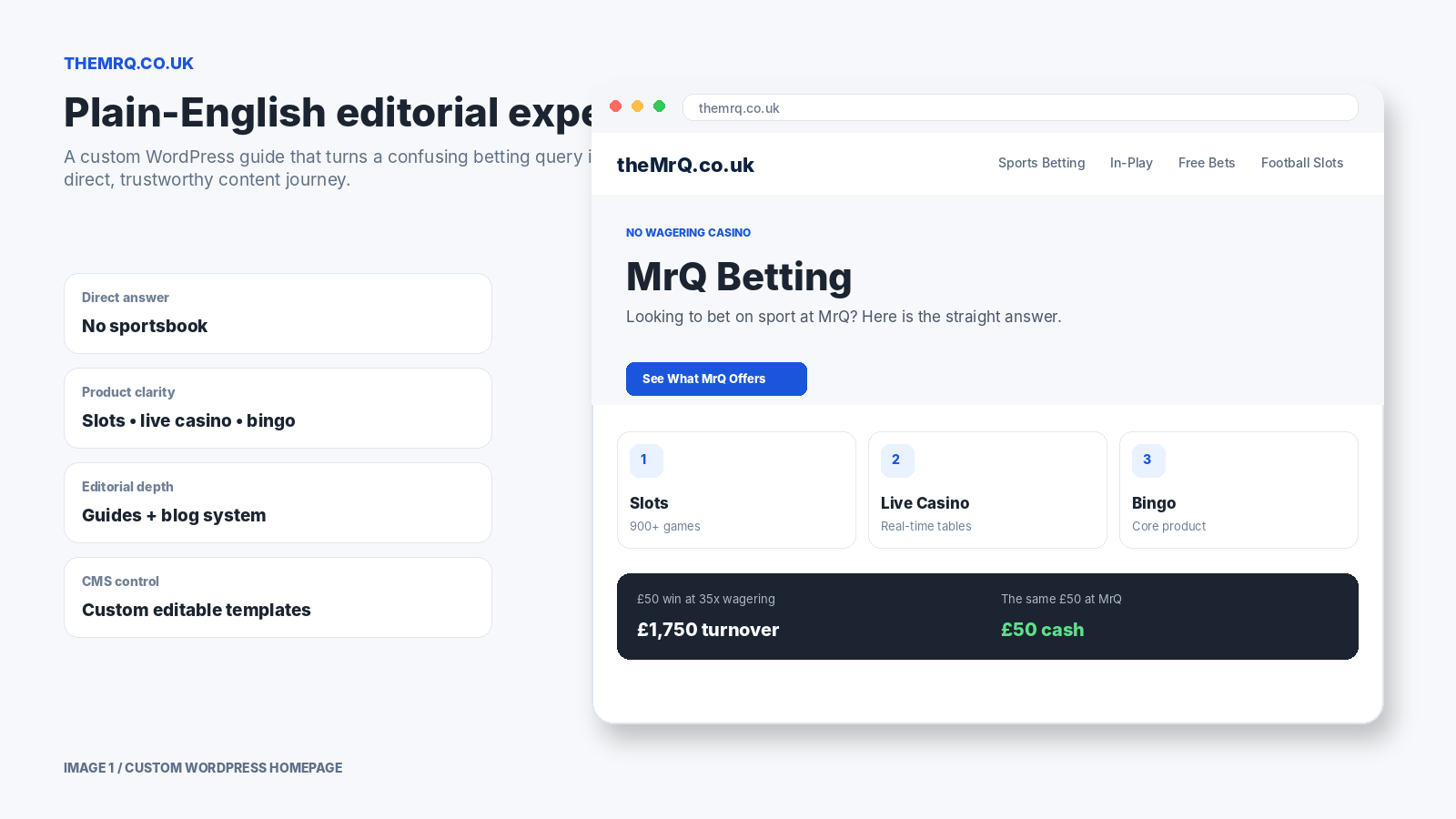 theMrQ.co.uk custom WordPress homepage and editorial content design